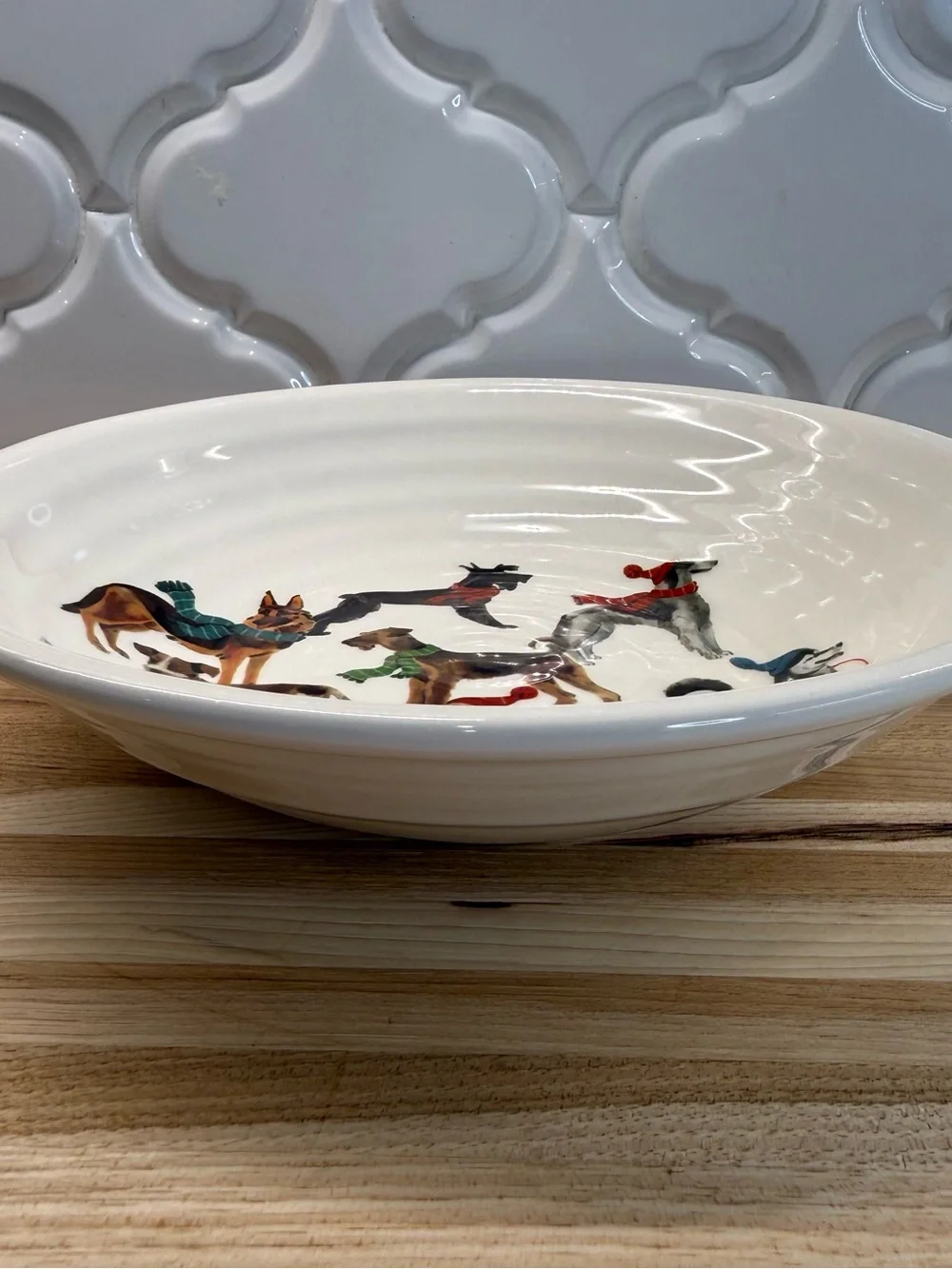 Ceramica Cuore Italy Winter Dogs Pasta Soup Bowl 9